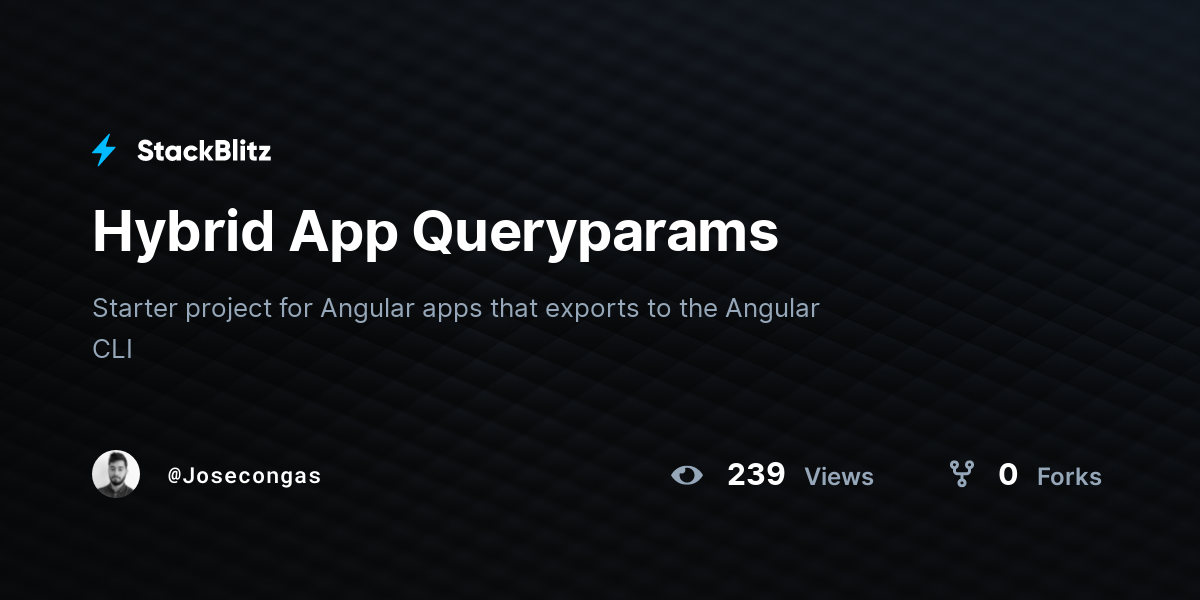 Hybrid App Queryparams - StackBlitz
