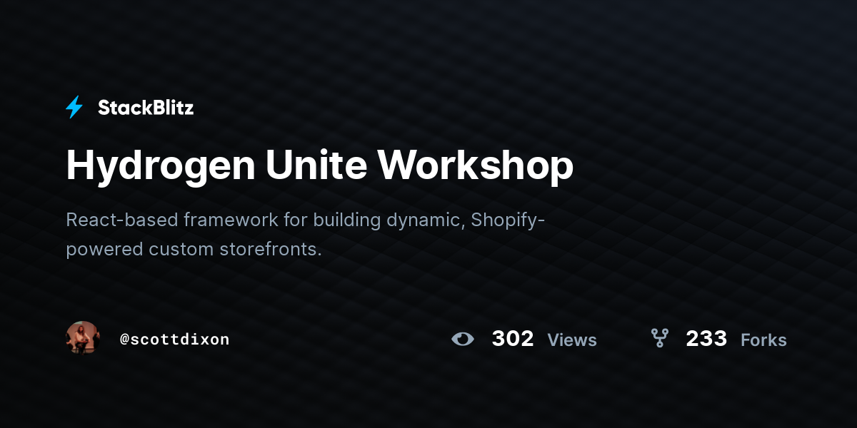 Hydrogen Unite Workshop - StackBlitz
