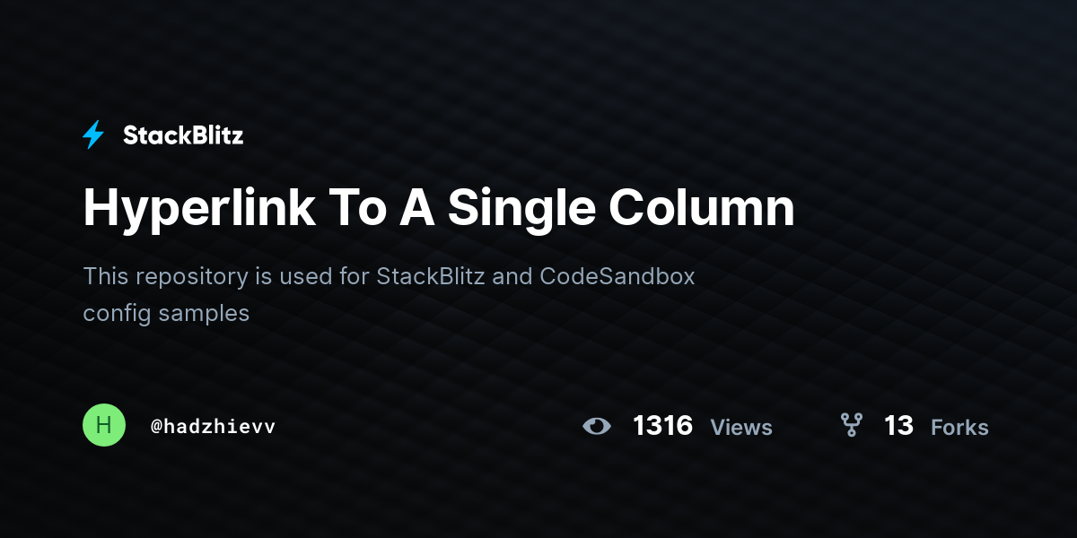 Hyperlink To A Single Column - StackBlitz