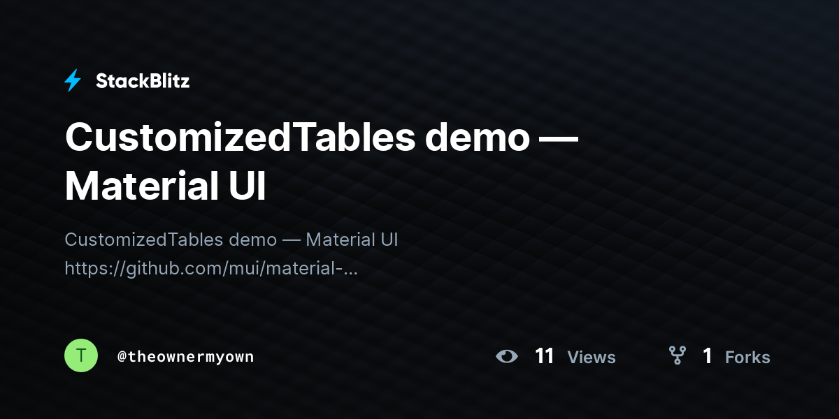 CustomizedTables demo — Material UI - StackBlitz
