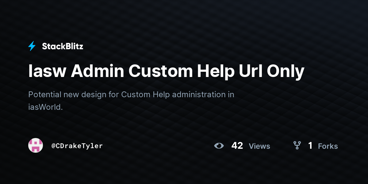 Iasw Admin Custom Help Url Only - StackBlitz