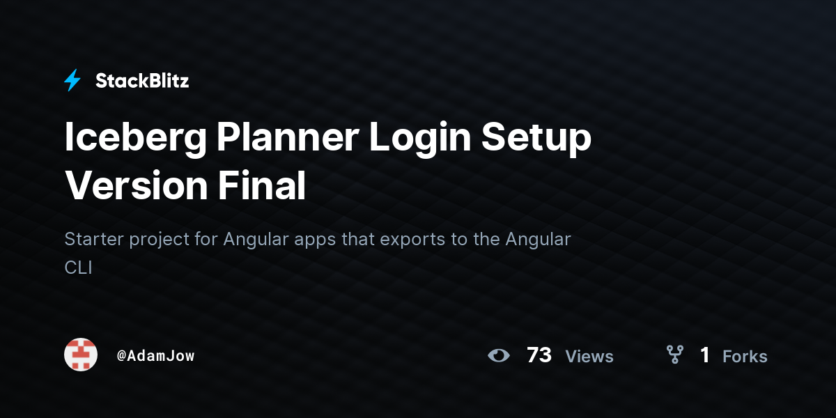 Iceberg Planner Login Setup Version Final - StackBlitz