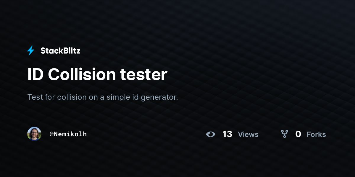 ID Collision tester - StackBlitz