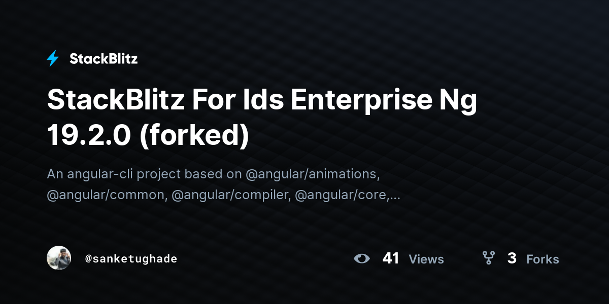 StackBlitz For Ids Enterprise Ng 19.2.0 (forked) - StackBlitz