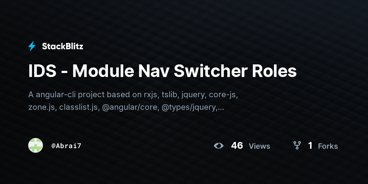 IDS - Module Nav Switcher Roles - StackBlitz