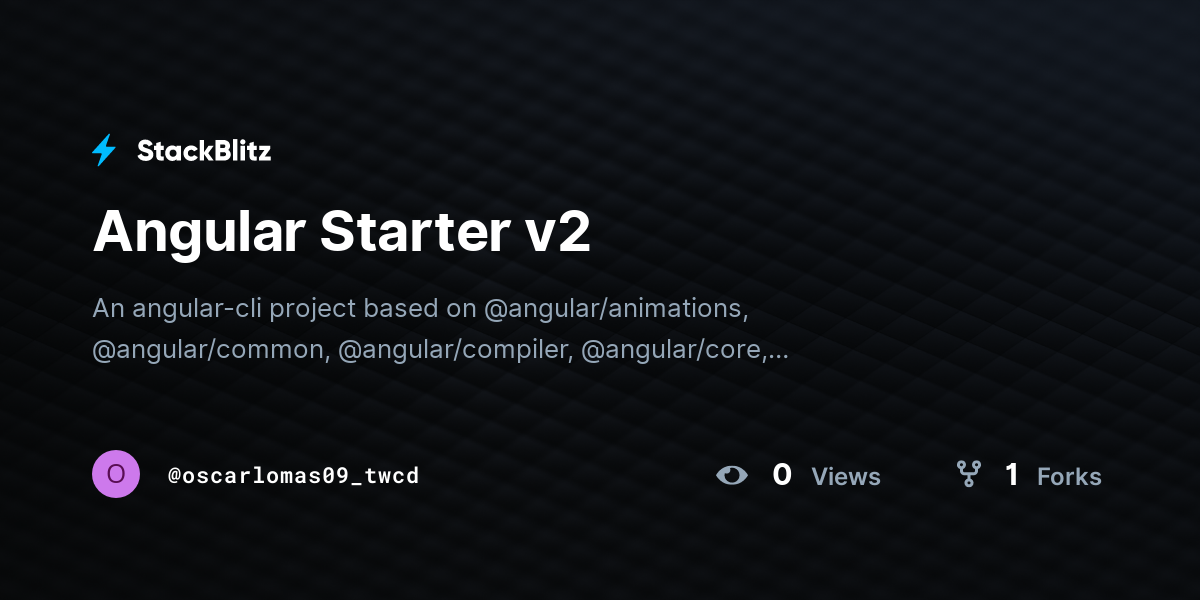 Angular Starter v2 - StackBlitz