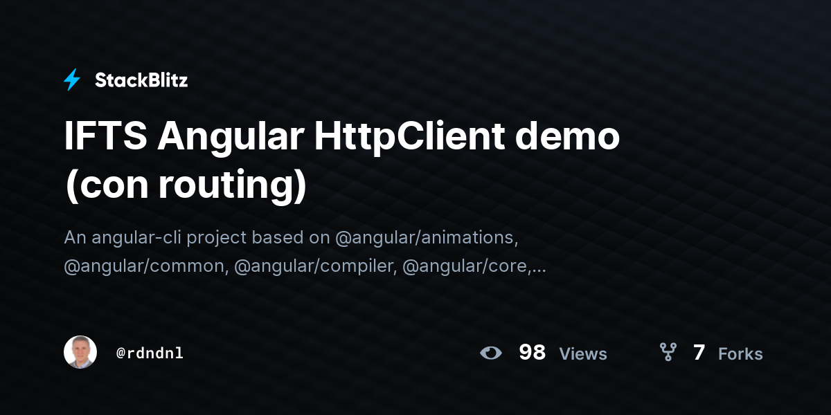 IFTS Angular HttpClient demo (con routing) - StackBlitz