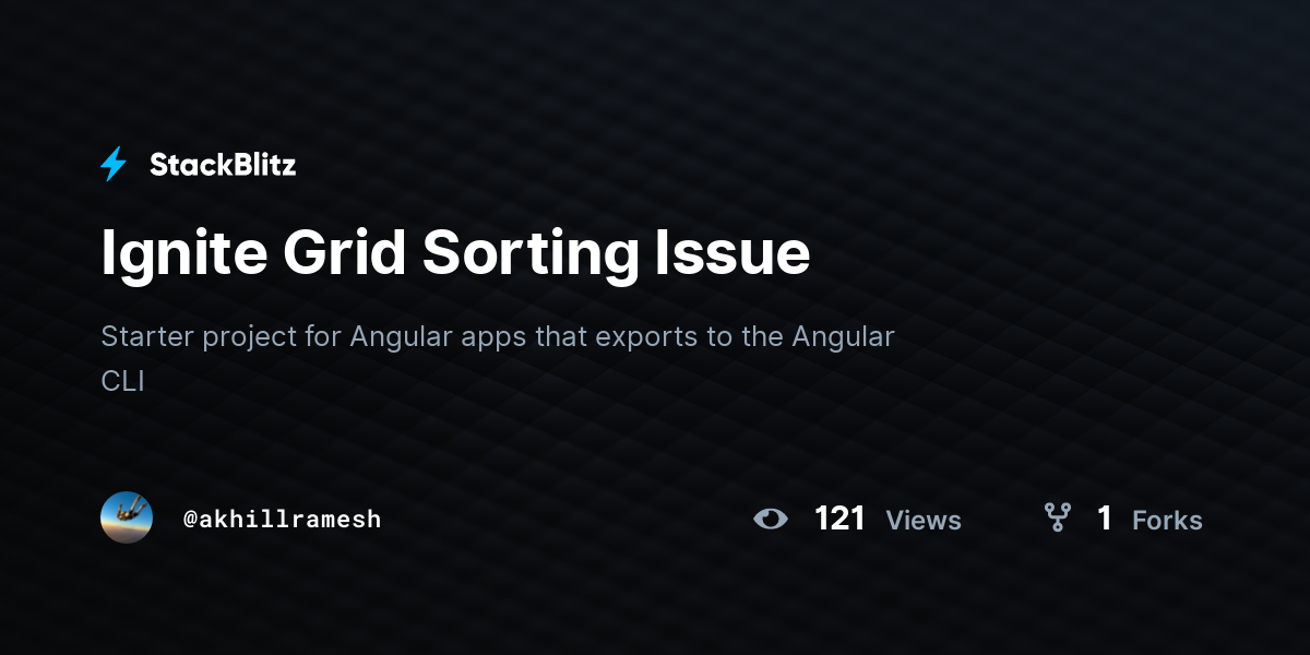 Ignite Grid Sorting Issue - StackBlitz
