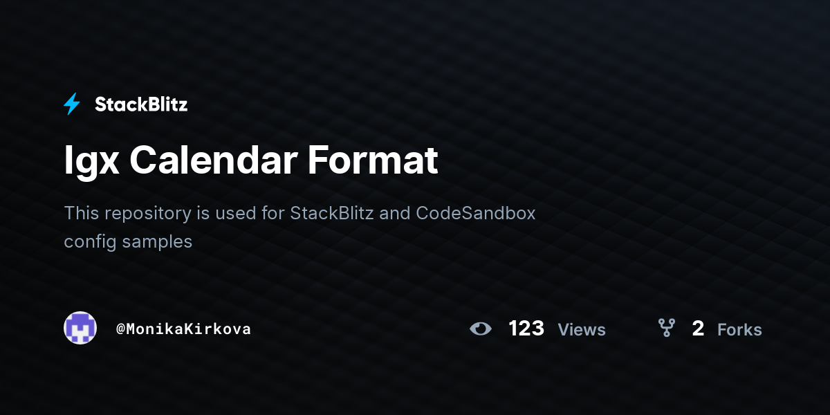 Igx Calendar Format - StackBlitz
