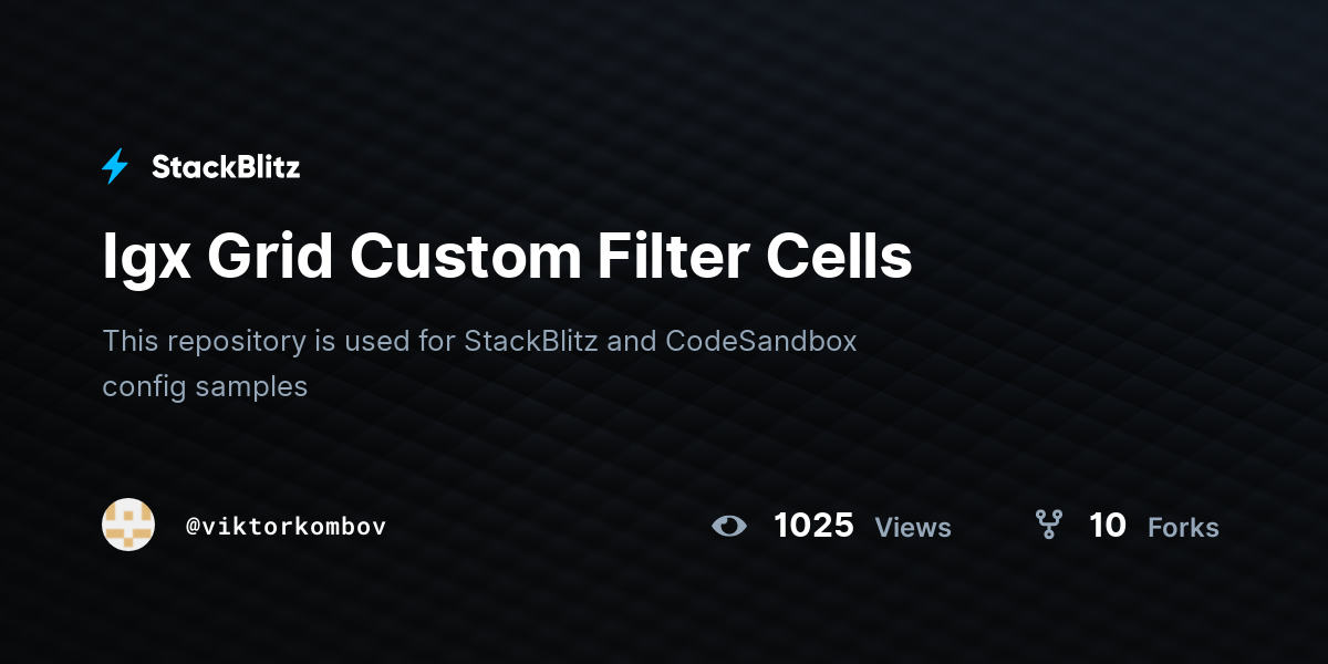 Igx Grid Custom Filter Cells - StackBlitz