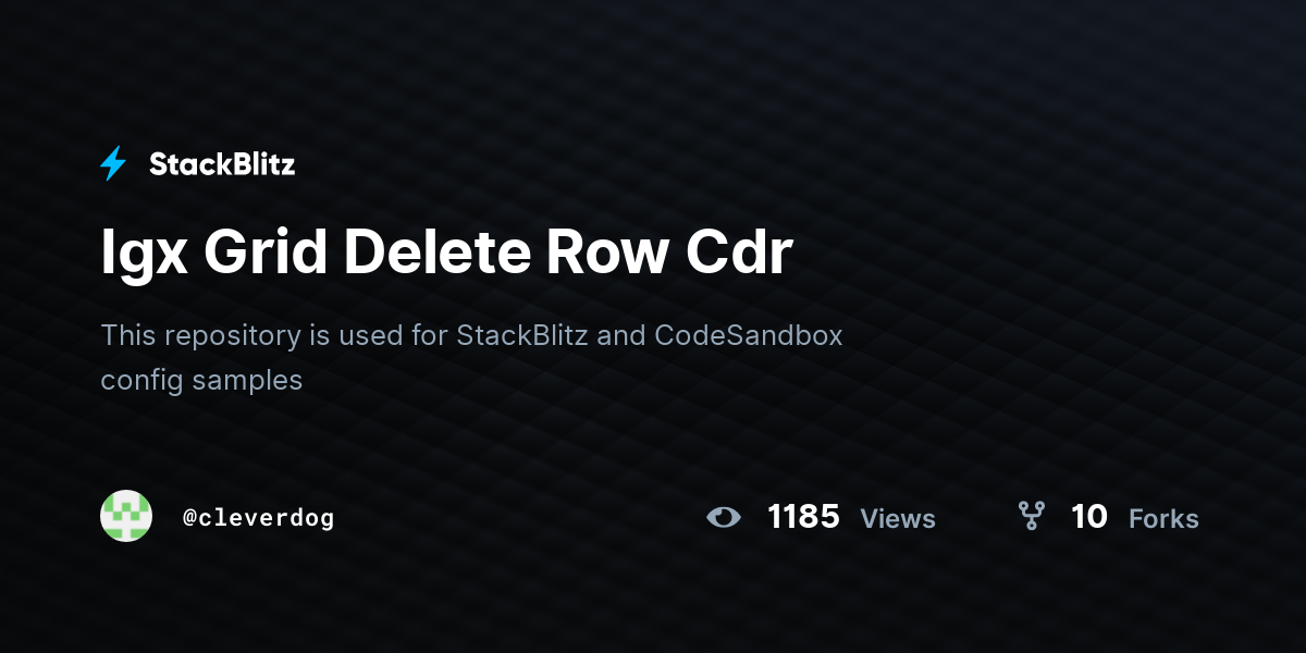 Igx Grid Delete Row Cdr - StackBlitz