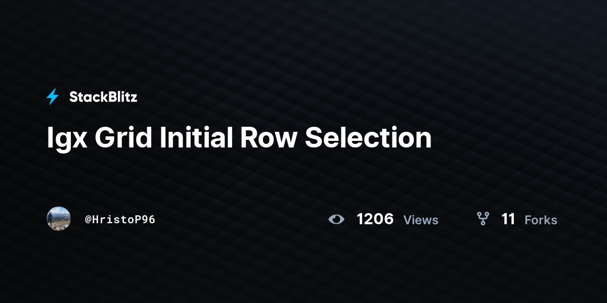Igx Grid Initial Row Selection - StackBlitz