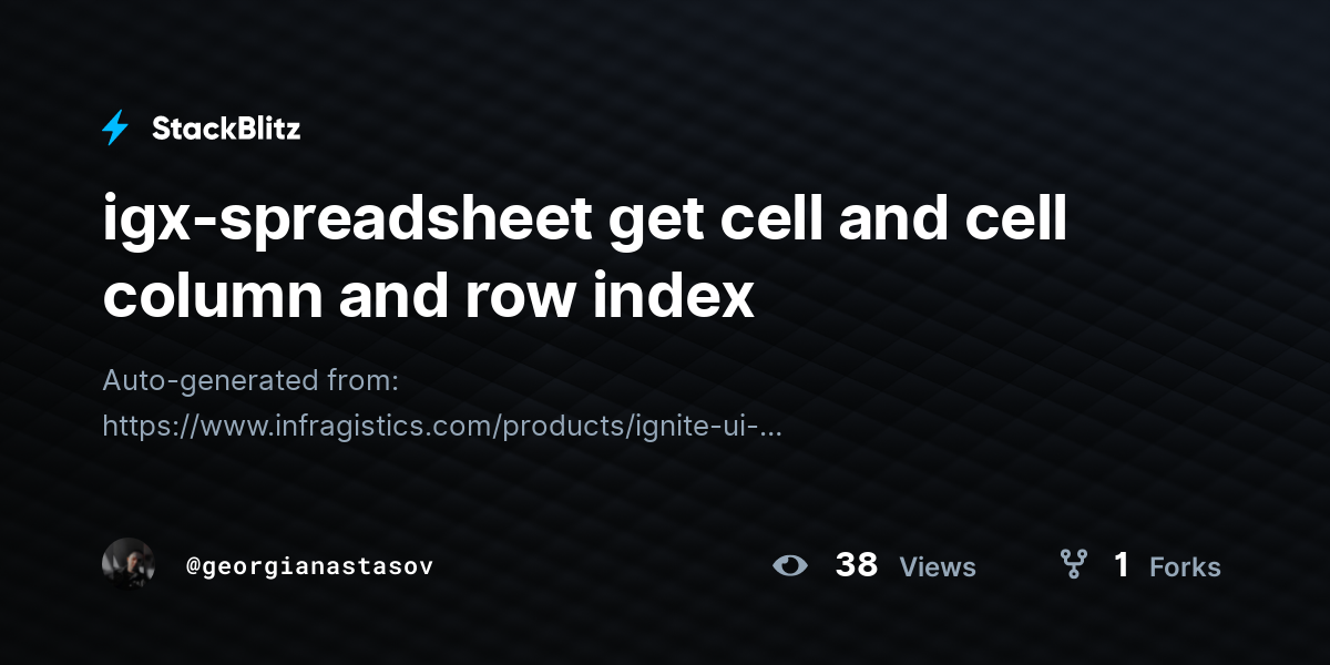 igx-spreadsheet get cell and cell column and row index - StackBlitz