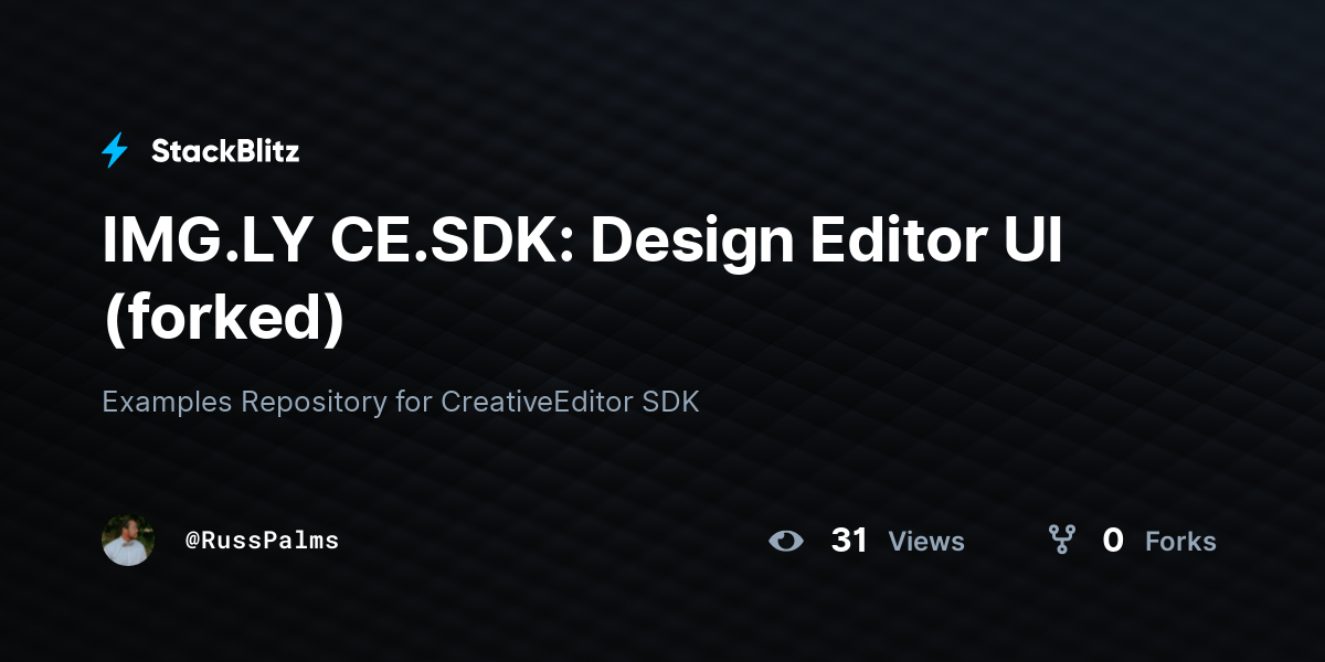 IMG.LY CE.SDK: Design Editor UI (forked) - StackBlitz