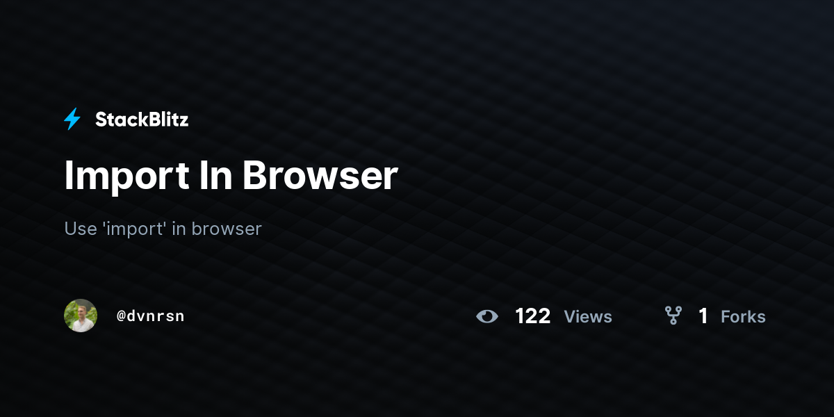 Import In Browser - StackBlitz
