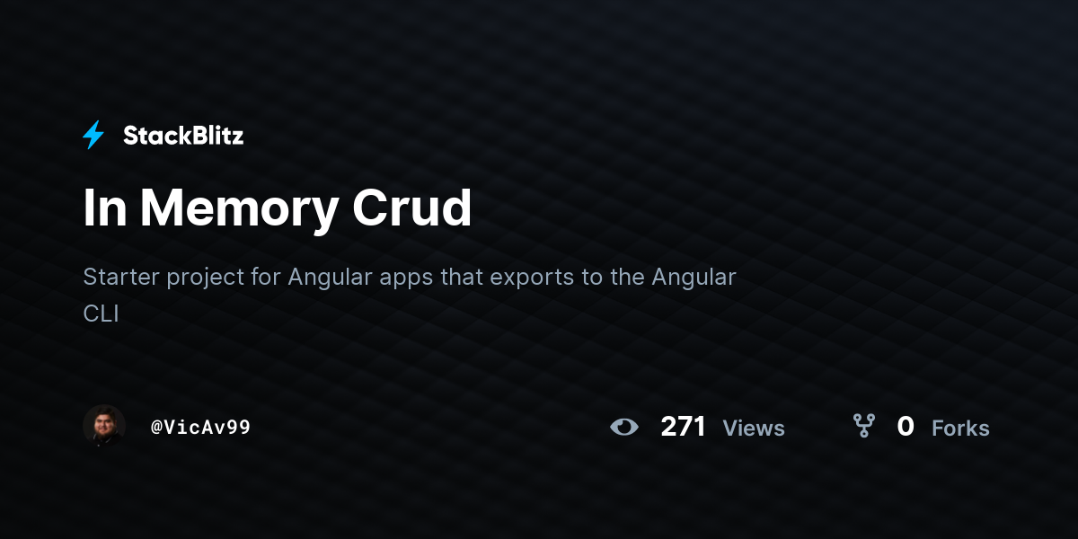 In Memory Crud - StackBlitz