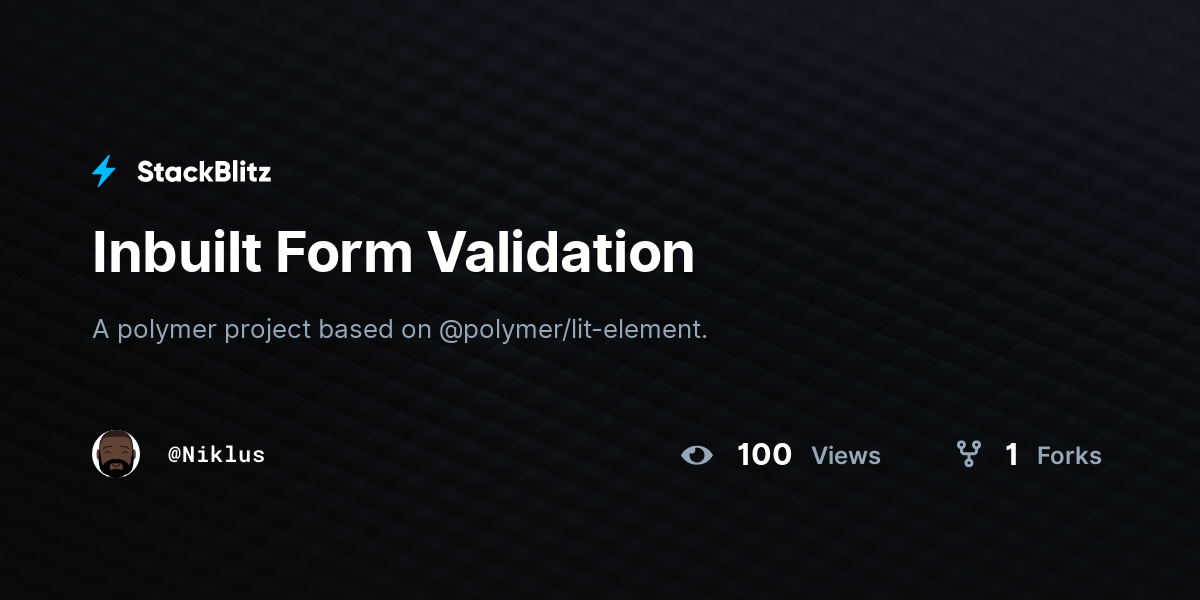 Inbuilt Form Validation - StackBlitz