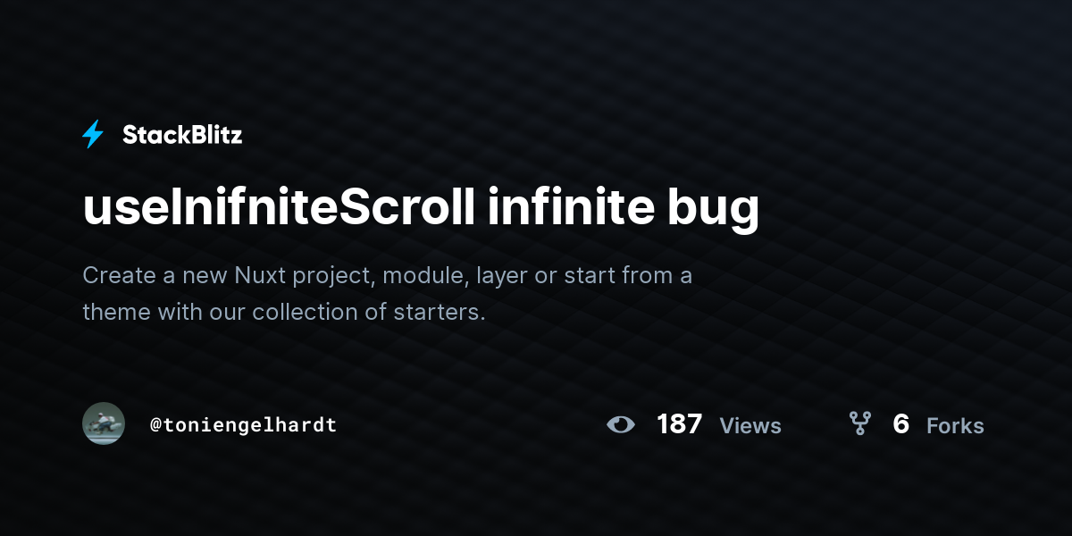 useInifniteScroll infinite bug - StackBlitz
