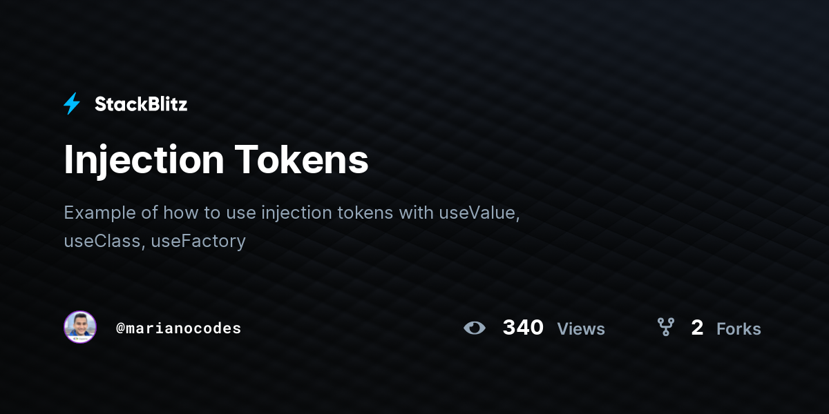 Injection Tokens - StackBlitz