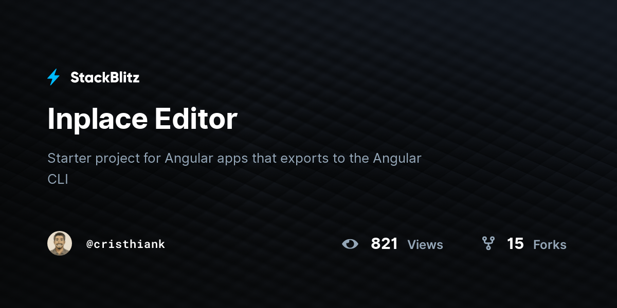 Inplace Editor - StackBlitz