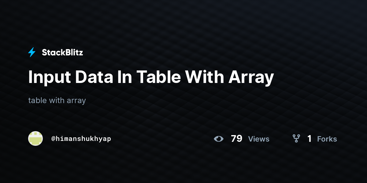Input Data In Table With Array - StackBlitz