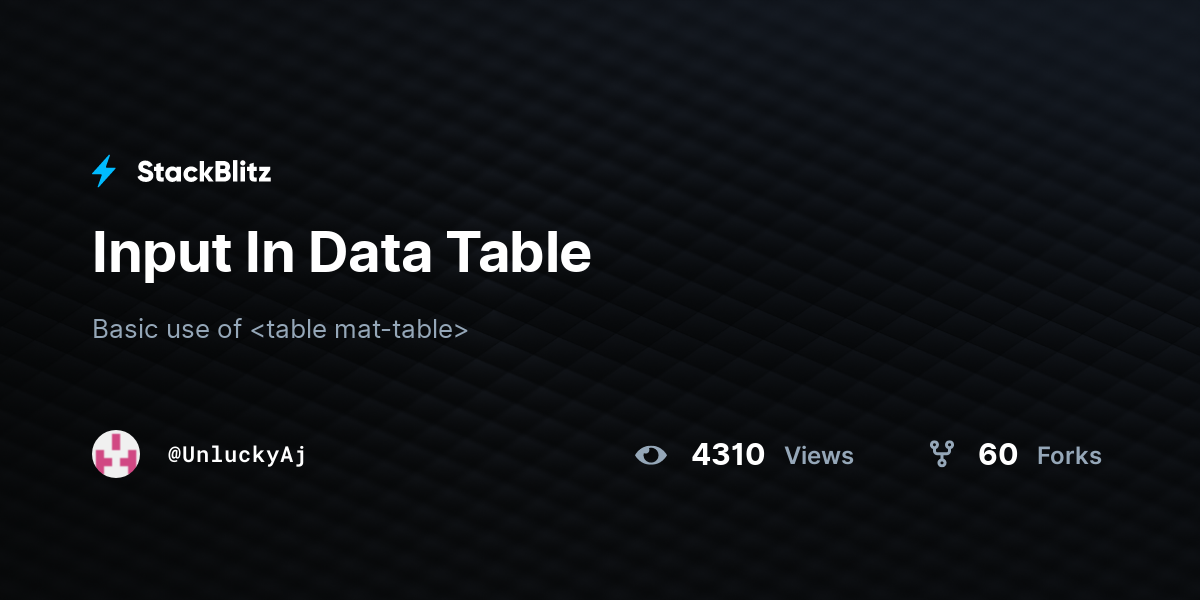 Input In Data Table - StackBlitz