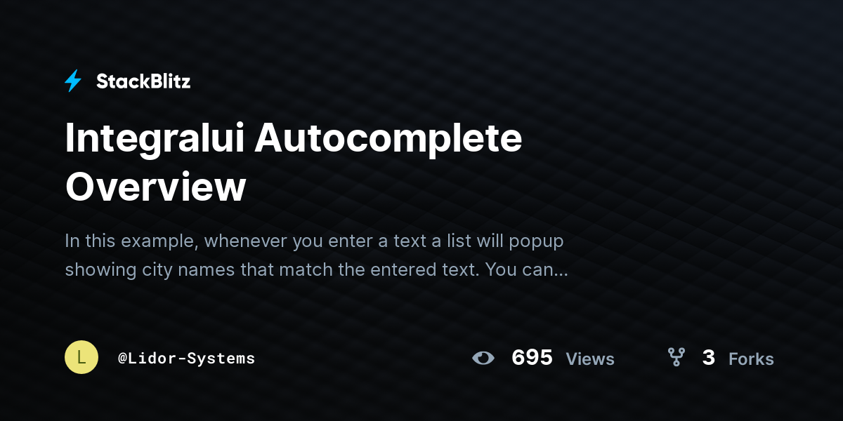 Integralui Autocomplete Overview - StackBlitz
