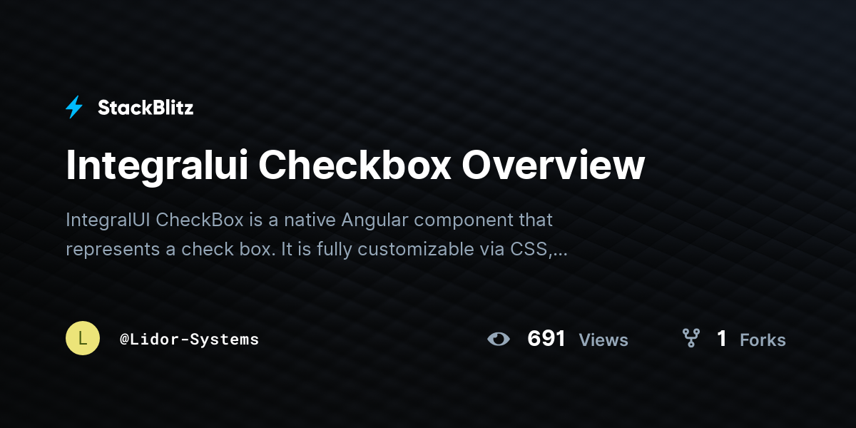 Integralui Checkbox Overview - StackBlitz