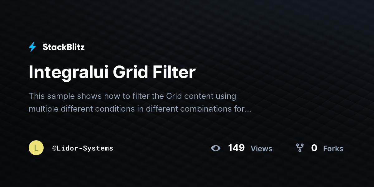 Integralui Grid Filter - StackBlitz