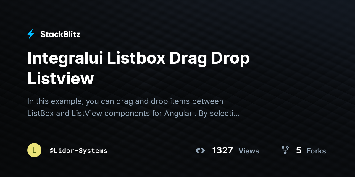Integralui Listbox Drag Drop Listview - StackBlitz