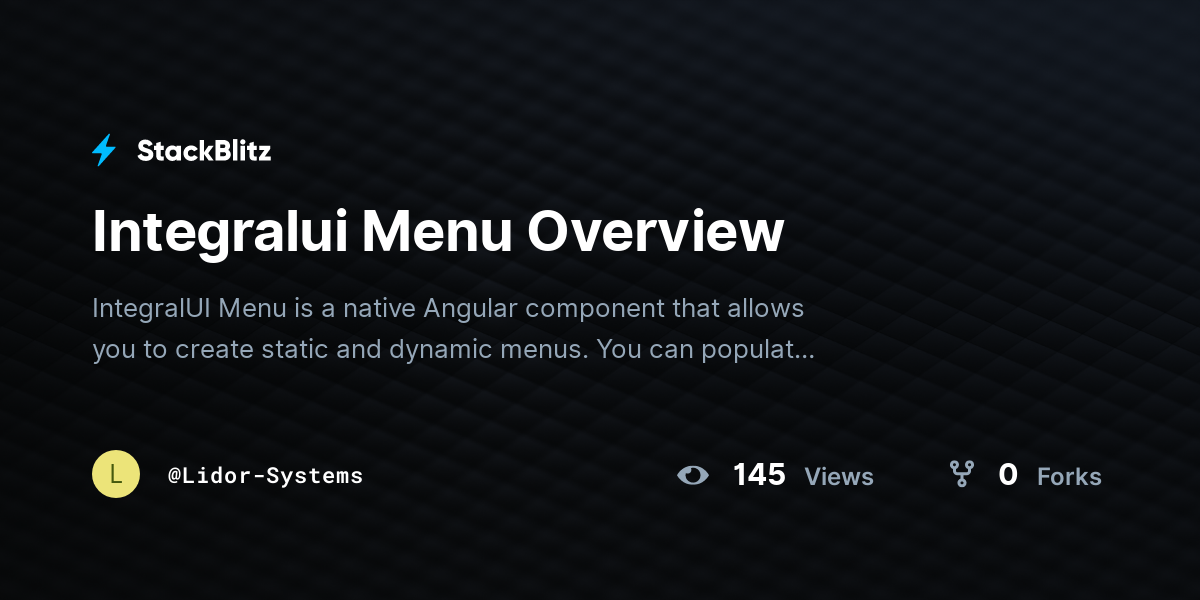 Integralui Menu Overview - StackBlitz