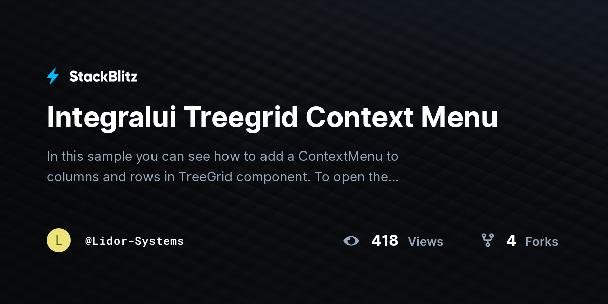 Integralui Treegrid Context Menu - StackBlitz