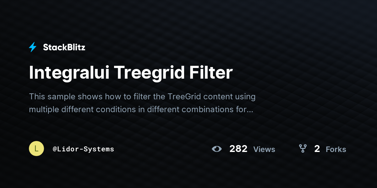 Integralui Treegrid Filter - StackBlitz