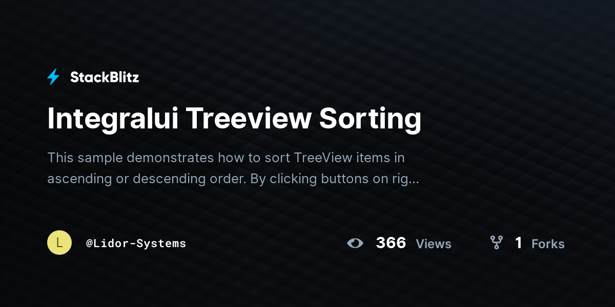 Integralui Treeview Sorting - StackBlitz
