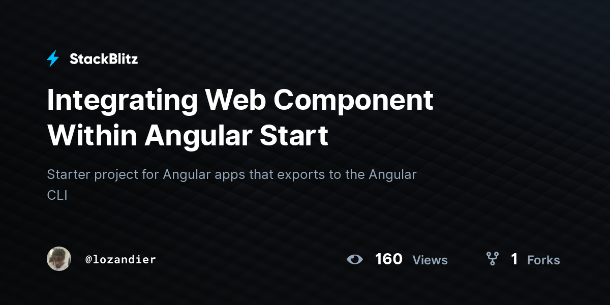Integrating Web Component Within Angular Start - StackBlitz