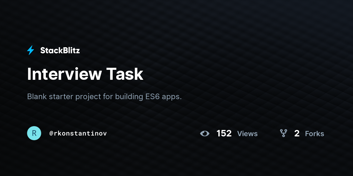 Interview Task - StackBlitz