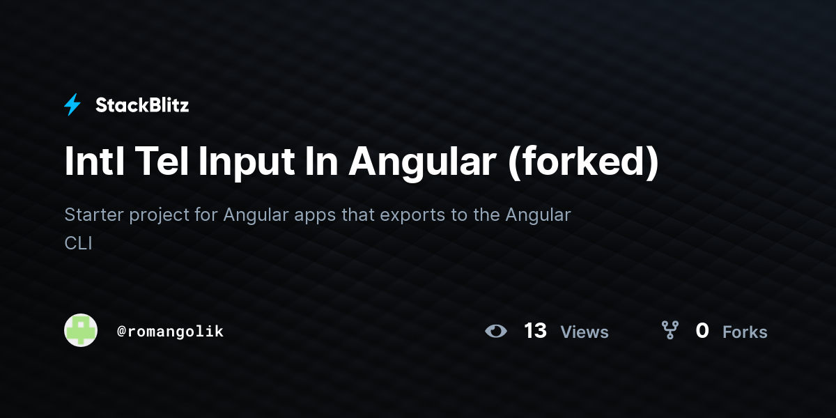 Intl Tel Input In Angular (forked) - StackBlitz