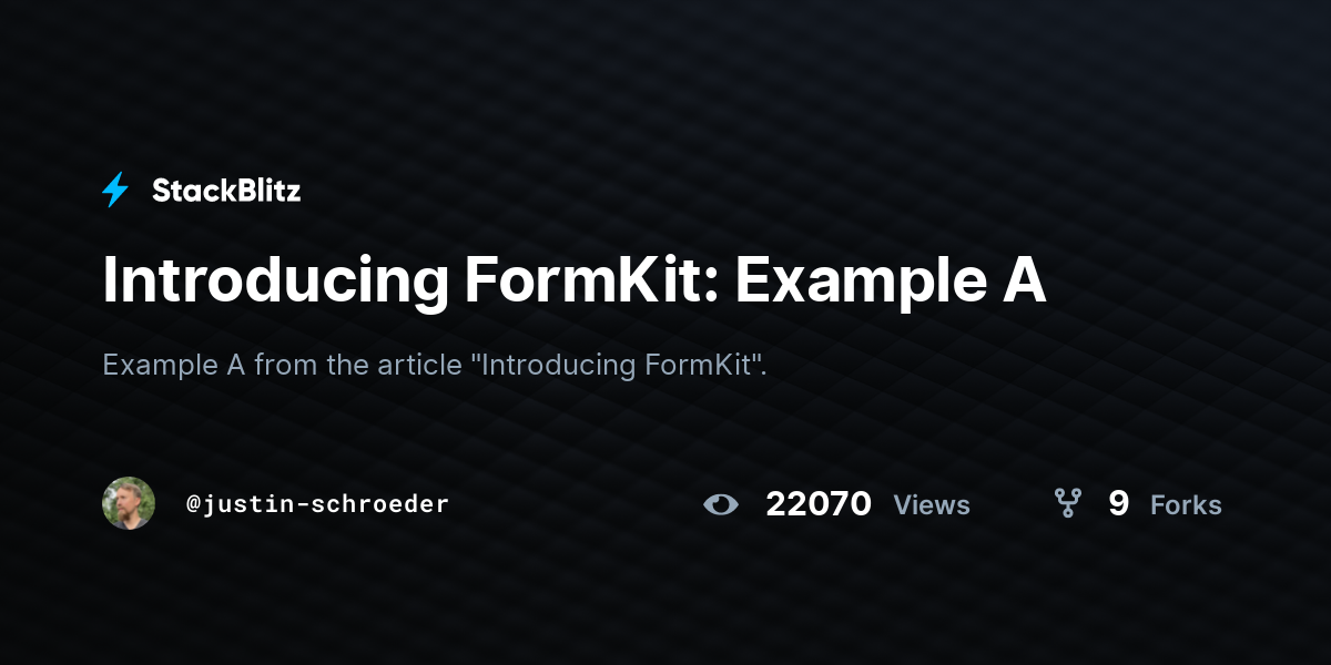 Introducing FormKit: Example A - StackBlitz