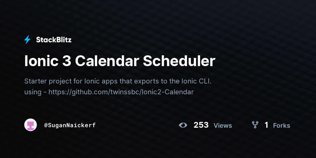 Ionic 3 Calendar Scheduler - StackBlitz