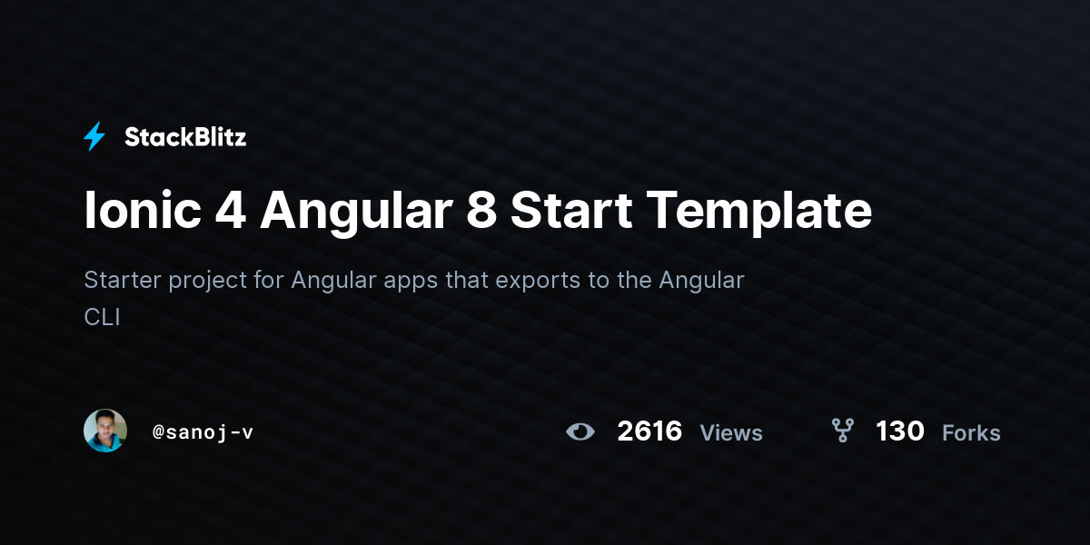 Ionic 4 Angular 8 Start Template - StackBlitz