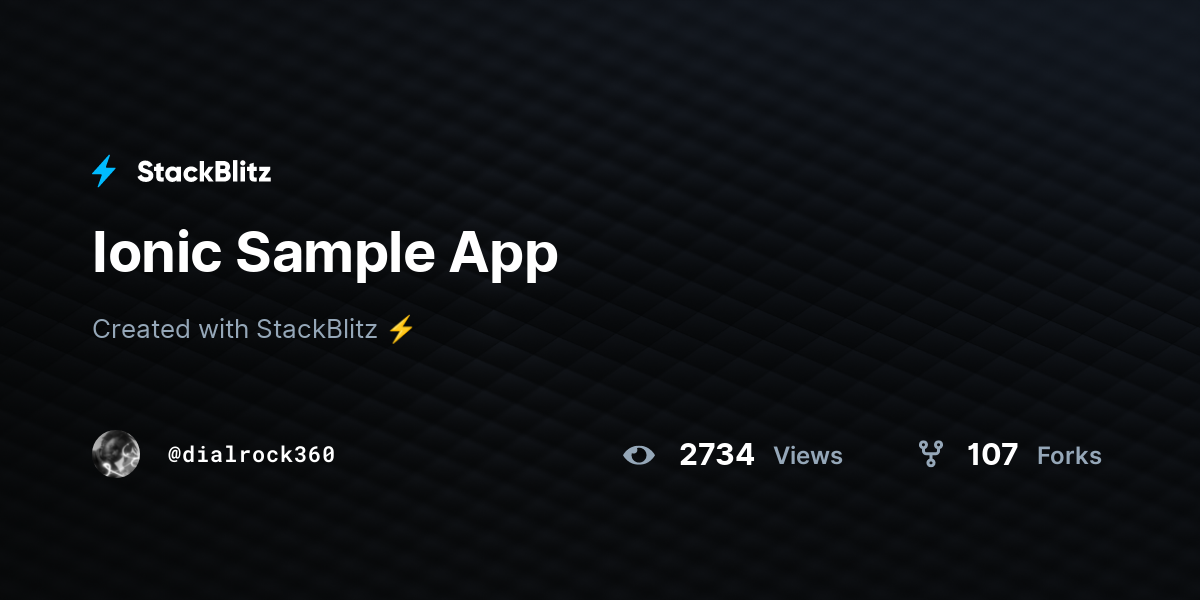 Ionic Sample App - StackBlitz