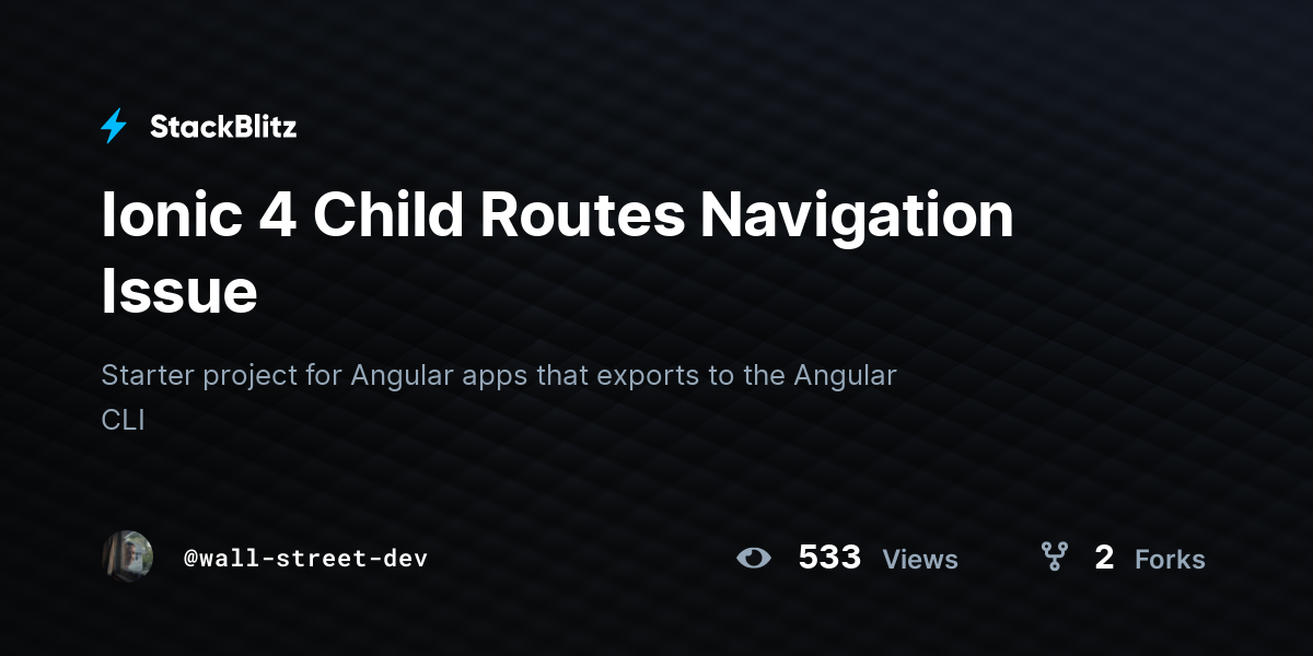 Ionic 4 Child Routes Navigation Issue - StackBlitz