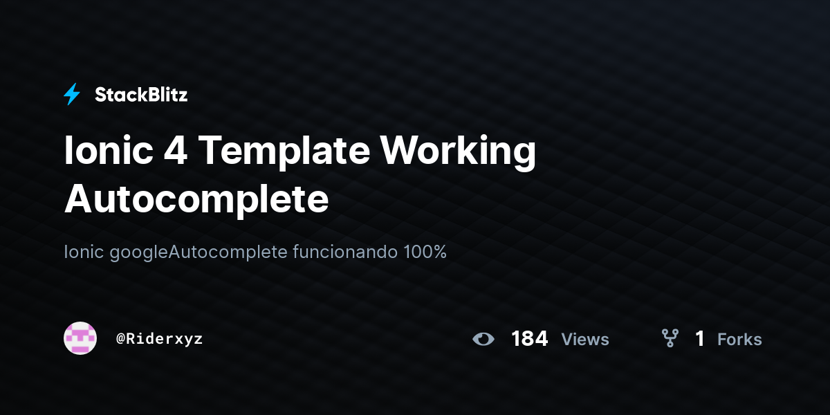 Ionic 4 Template Working Autocomplete - StackBlitz