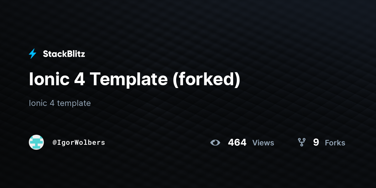 Ionic 4 Template (forked) - StackBlitz