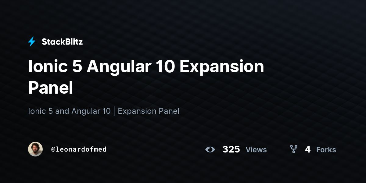 Ionic 5 Angular 10 Expansion Panel - StackBlitz