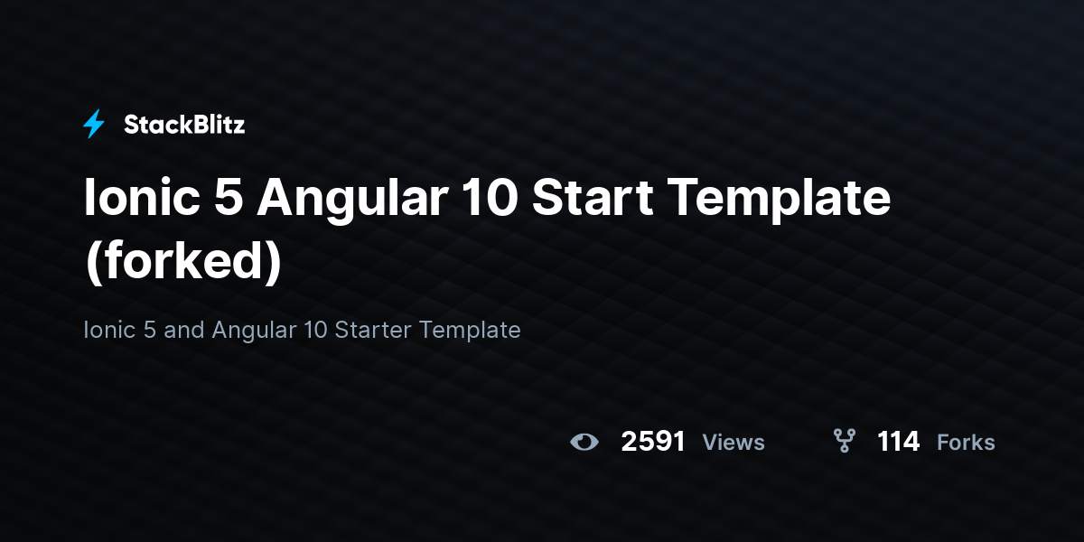Ionic 5 Angular 10 Start Template (forked) - StackBlitz