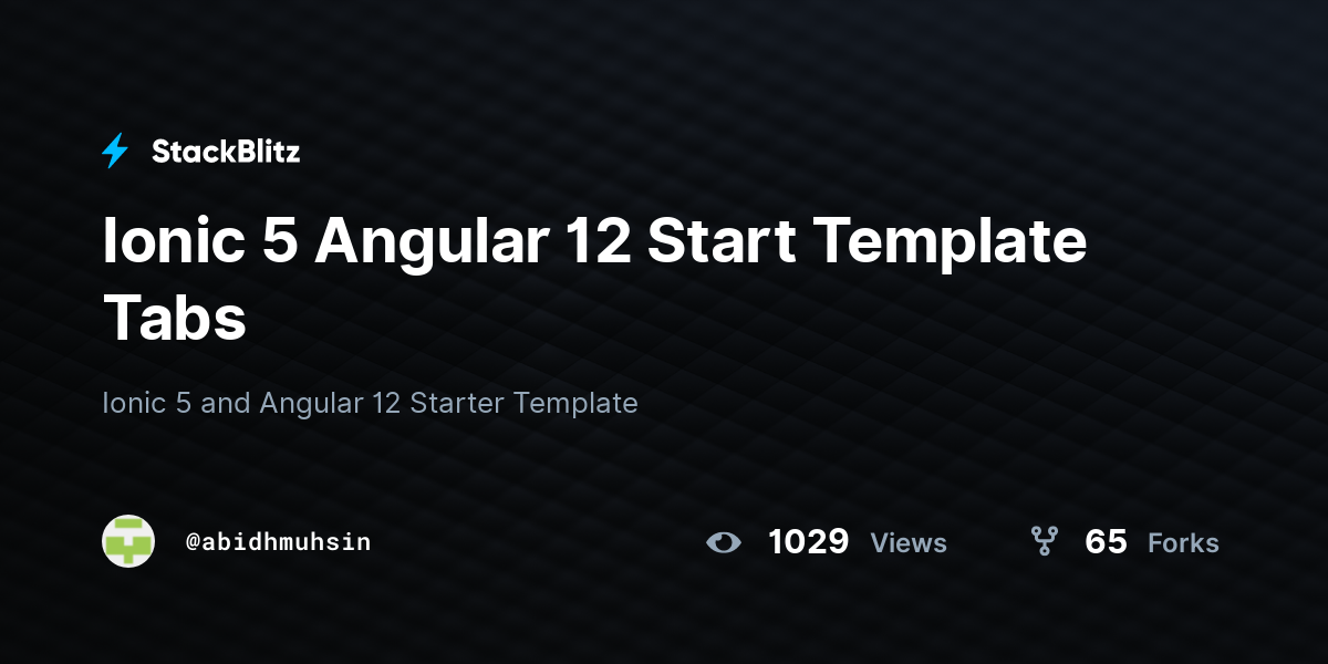 Ionic 5 Angular 12 Start Template Tabs - StackBlitz