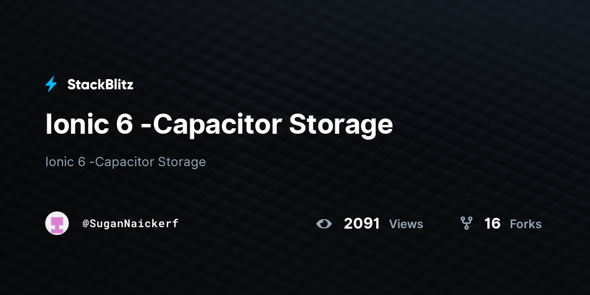 Ionic 6 -Capacitor Storage - StackBlitz