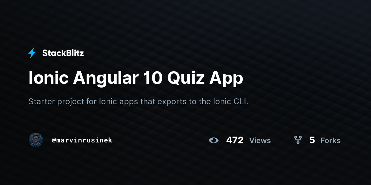 Ionic Angular 10 Quiz App - StackBlitz