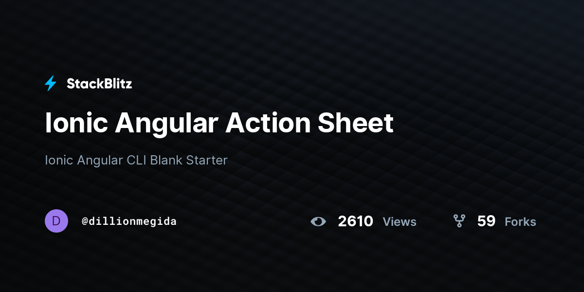 Ionic Angular Action Sheet - StackBlitz